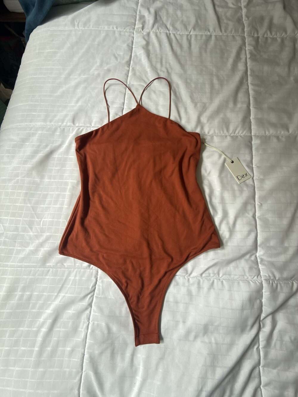 Dex Halter Bodysuit Size S Rust Spaghetti Strap